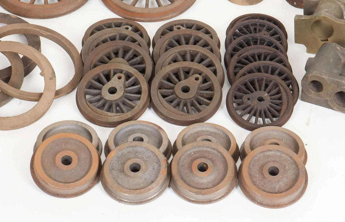 Box of wheels and castings
