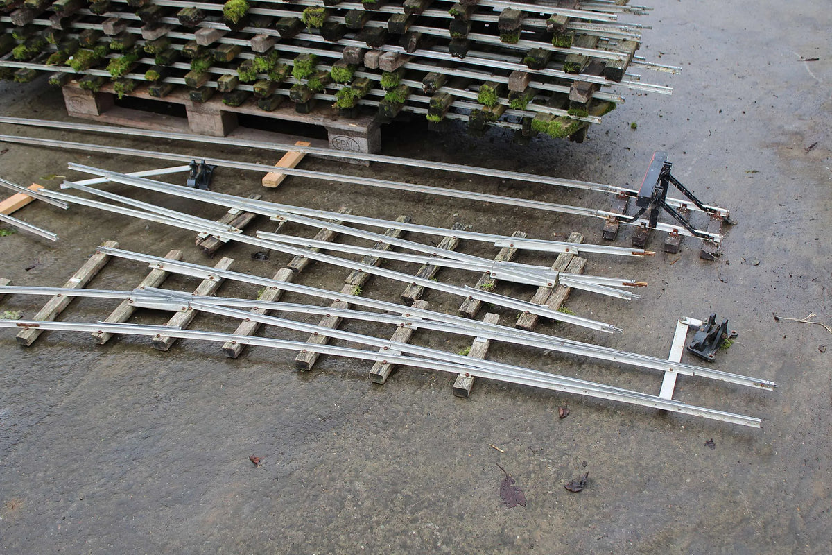 120 metres 5 inch gauge track with two turnouts and buffer stops