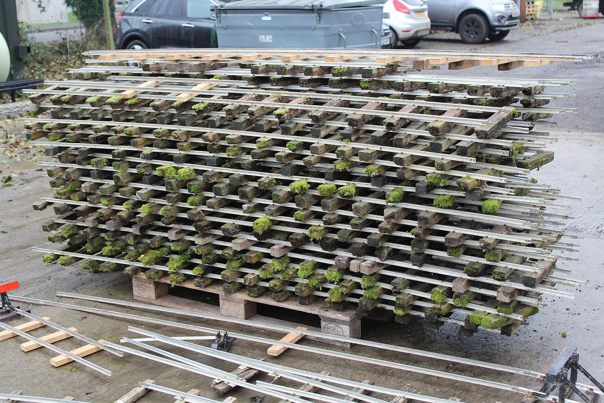 120 metres 5 inch gauge track with two turnouts and buffer stops