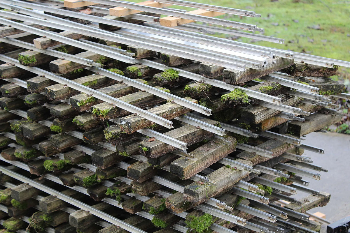 120 metres 5 inch gauge track with two turnouts and buffer stops