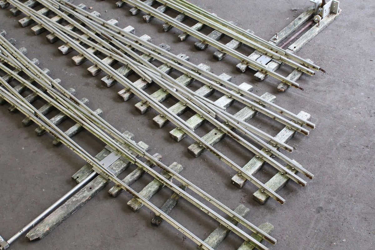 Three multi-gauge 3 1/2 & 5 inch turnouts