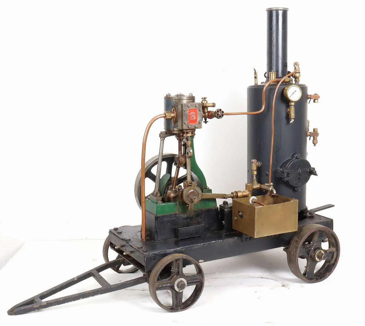 Stuart No.1 with vertical boiler on iron-wheeled trolley