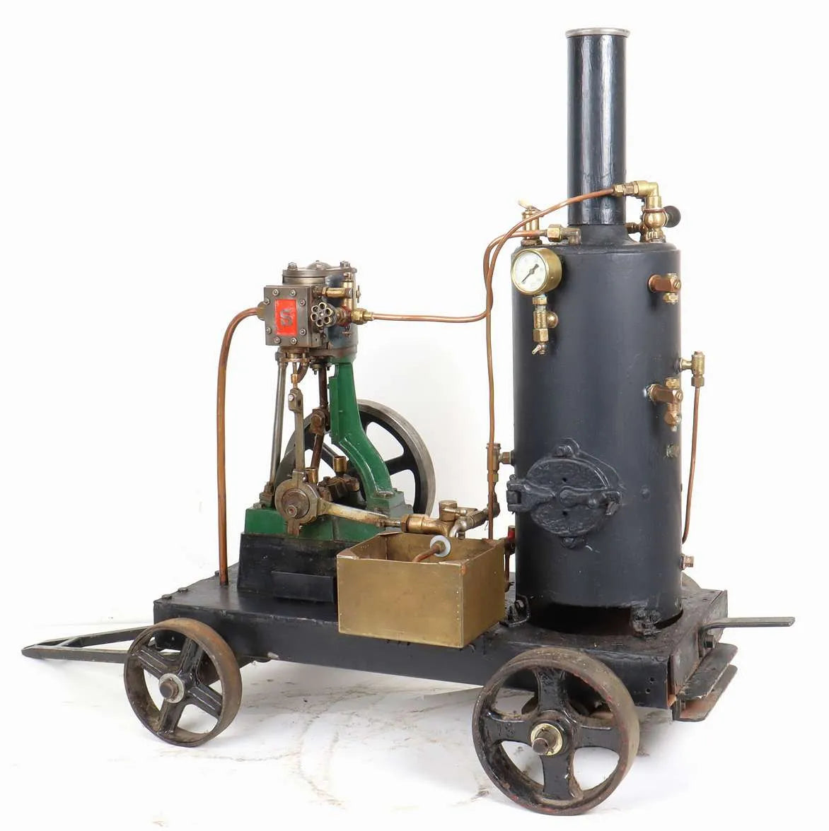 Stuart No.1 with vertical boiler on iron-wheeled trolley
