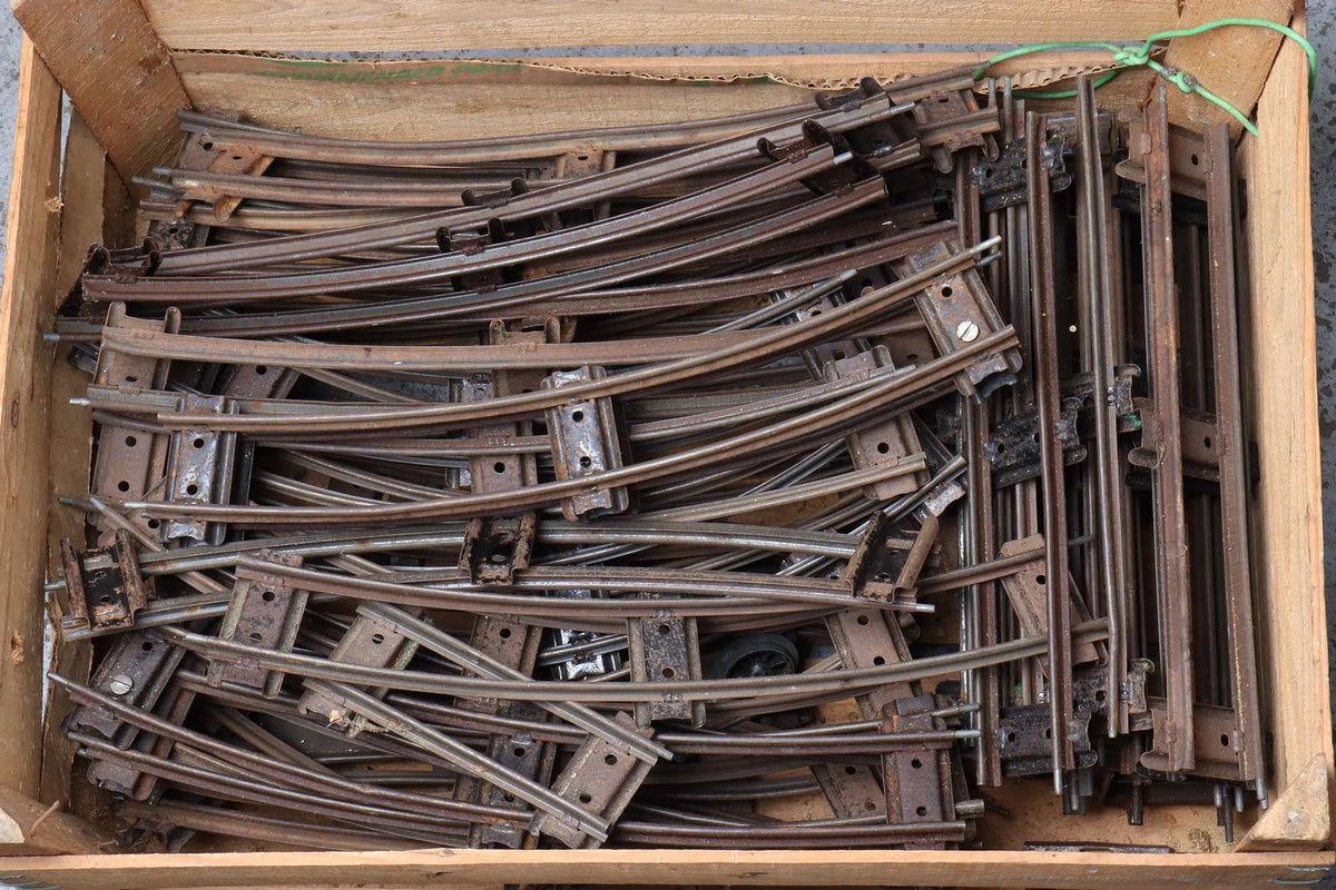 Assorted Hornby tinplate rolling stock, track & locomotive