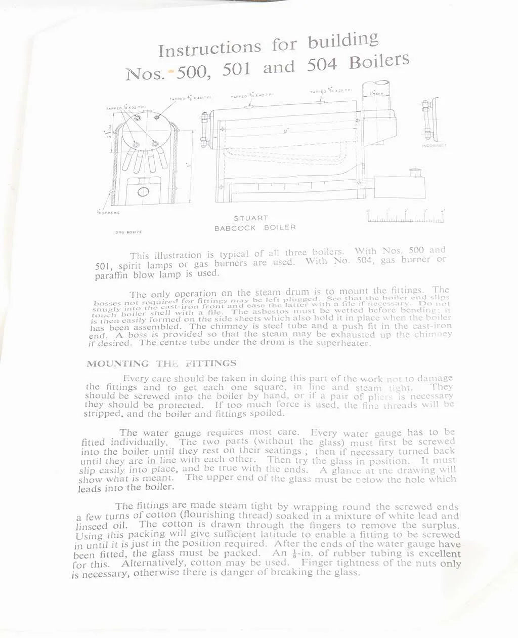 Stuart 501 boiler kit
