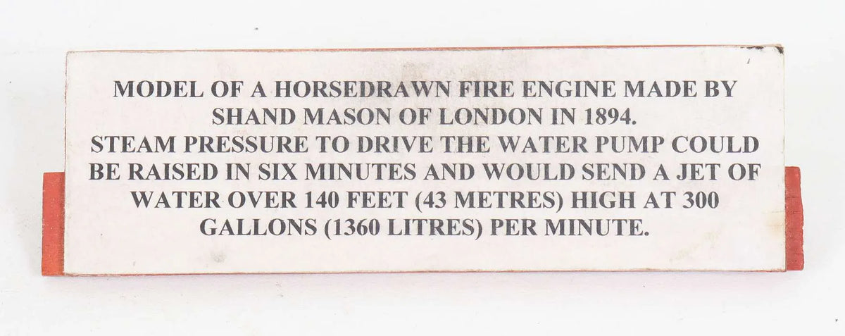 2 inch scale Shand Mason fire engine