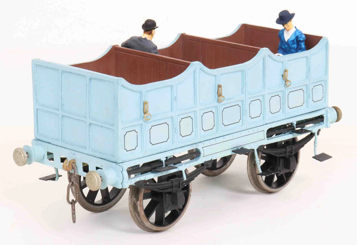 Rake of four gauge 1 Liverpool & Manchester coaches