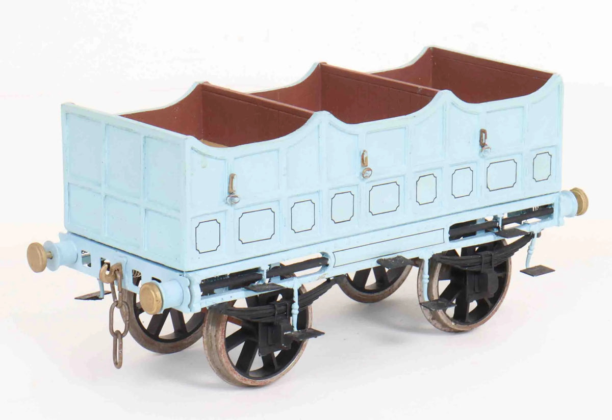 Rake of four gauge 1 Liverpool & Manchester coaches