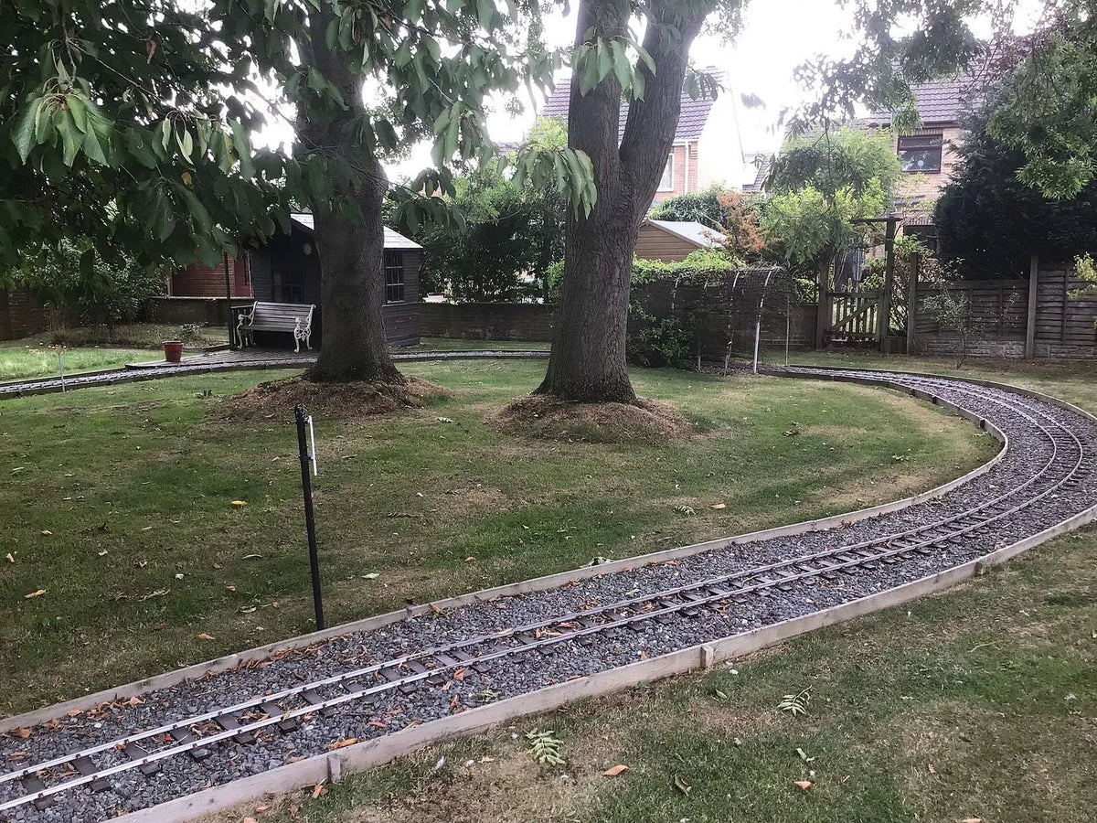 300m of 7 1/4 inch gauge track with seven turnouts