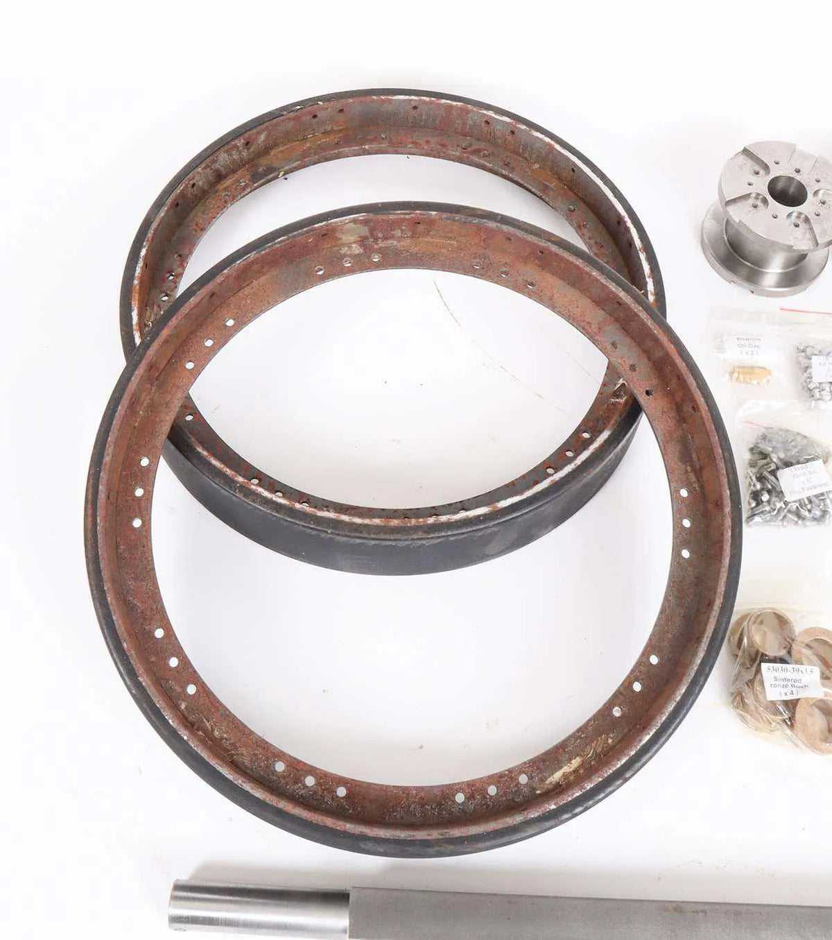 Pair 4 inch scale wheels with vulcanised tyres