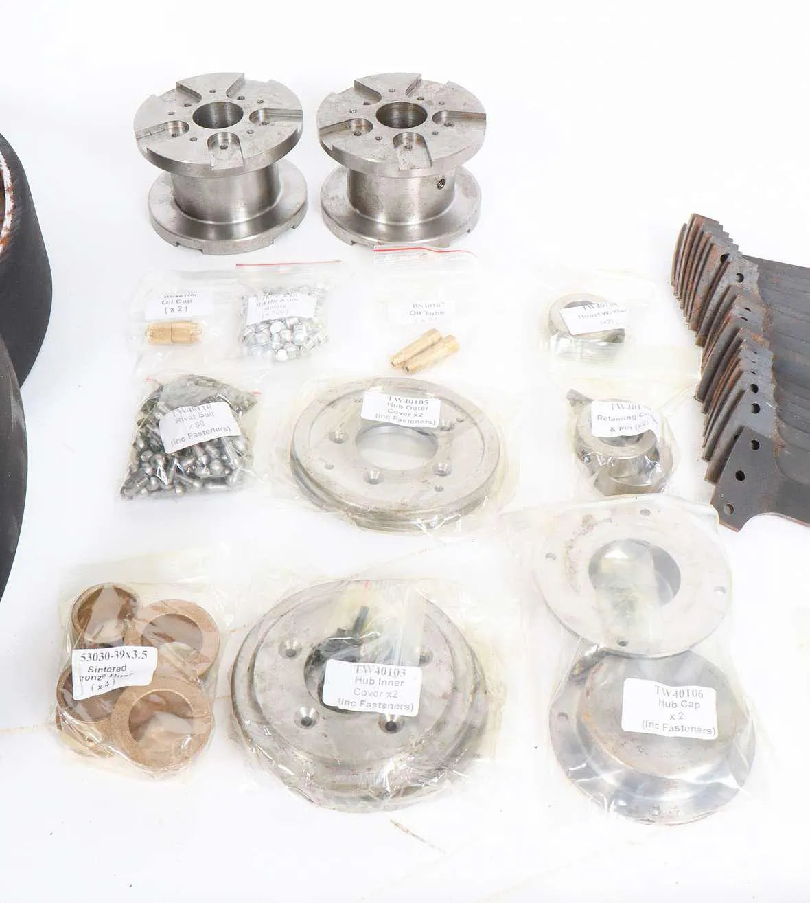 Pair 4 inch scale wheels with vulcanised tyres