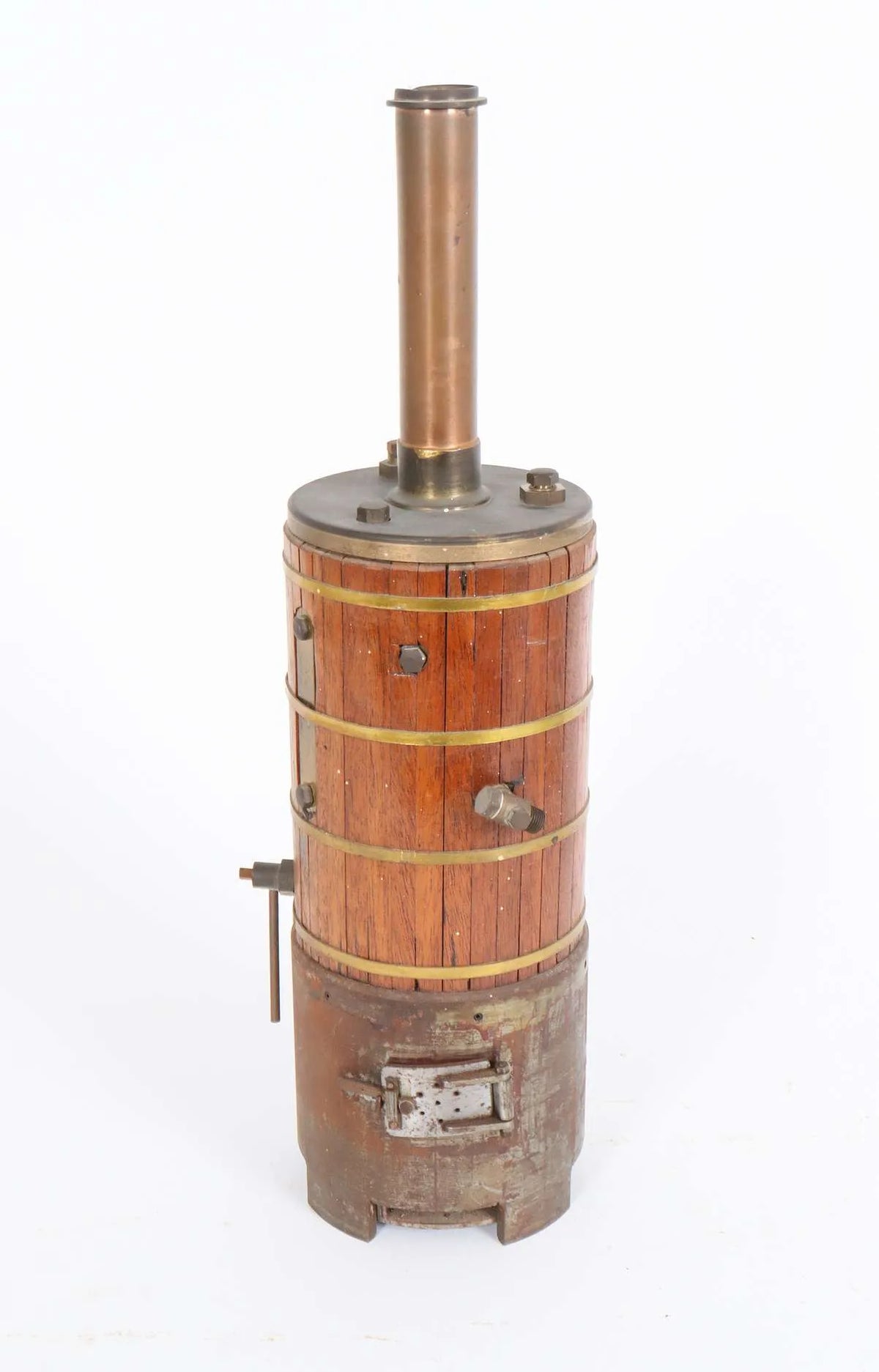 Vertical boiler with water tank and hand pump