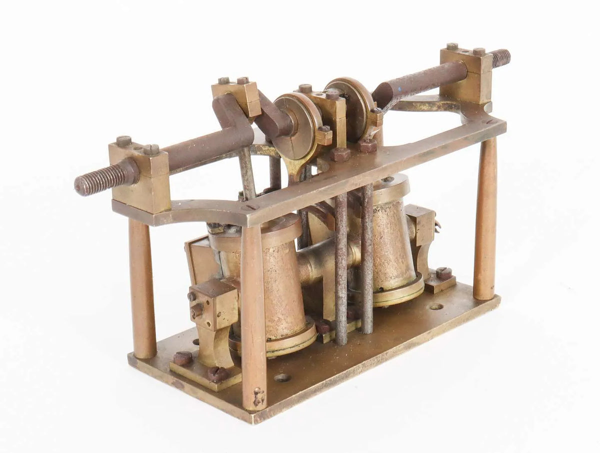 Oscillating twin cylinder vertical engine