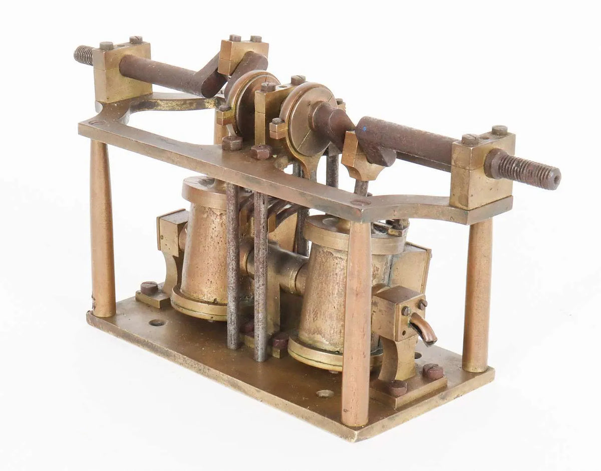 Oscillating twin cylinder vertical engine