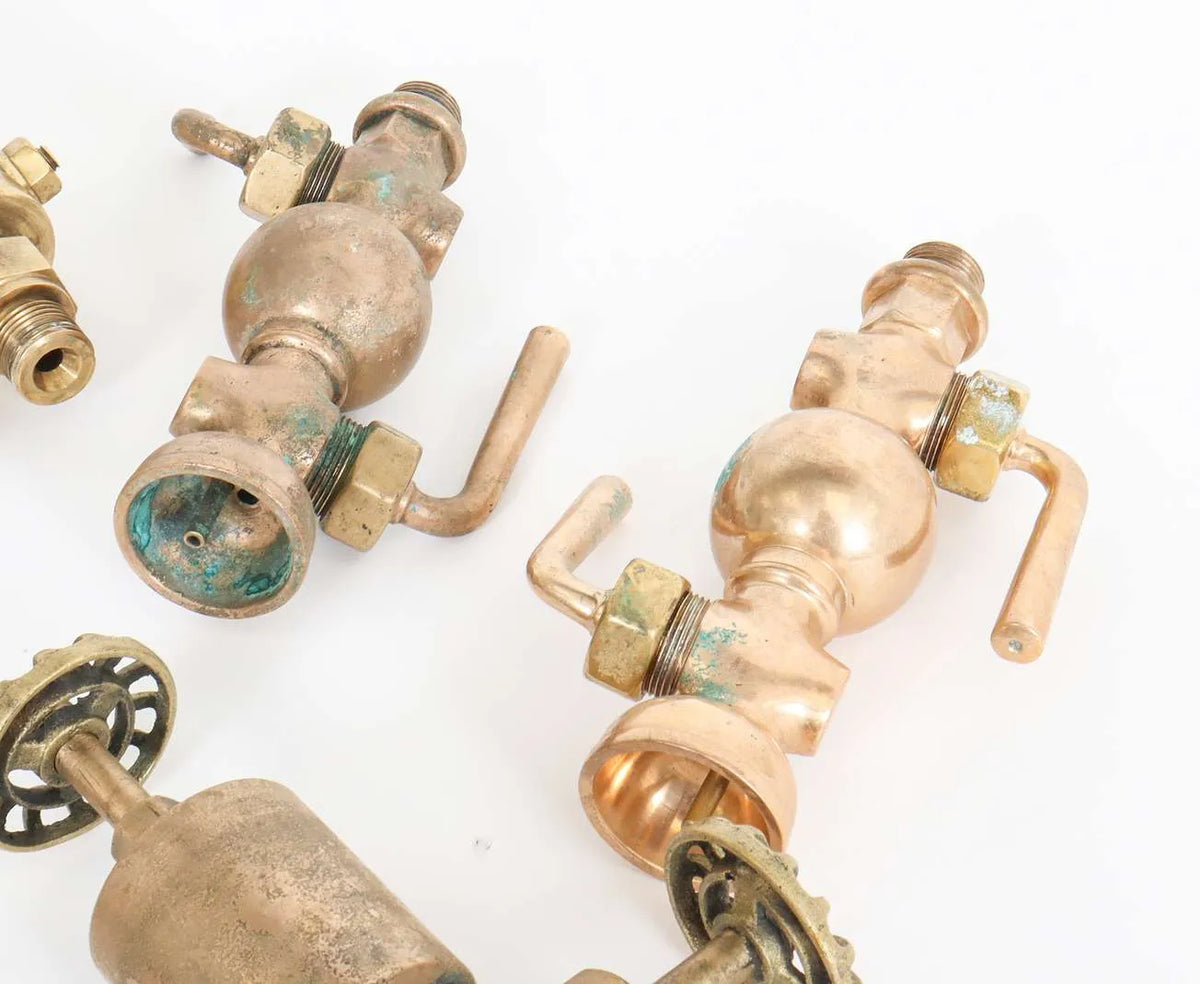 Collection of full-size lubricators, safety valve, whistle