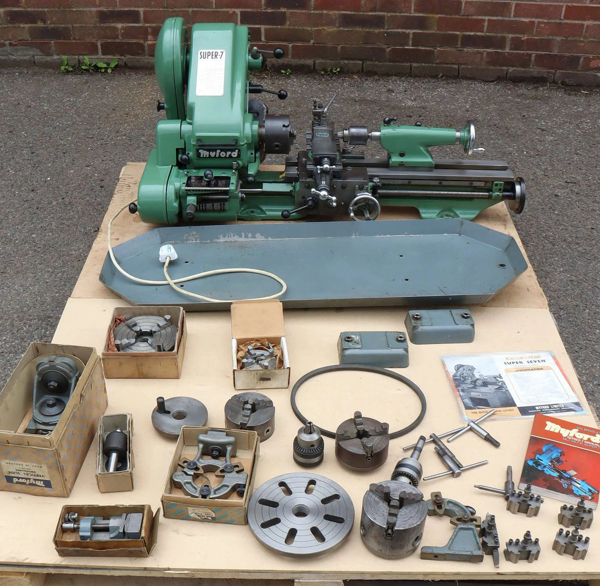 Myford Super 7B lathe with tooling