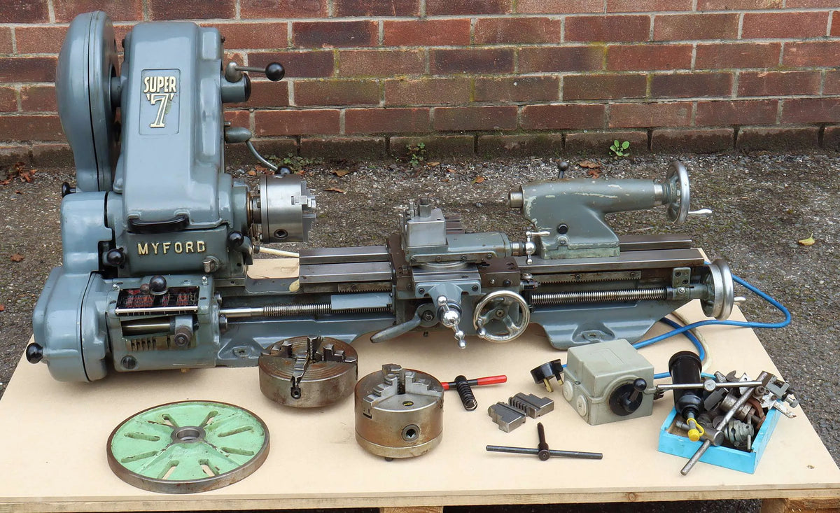 Myford Super 7B lathe with cabinet stand