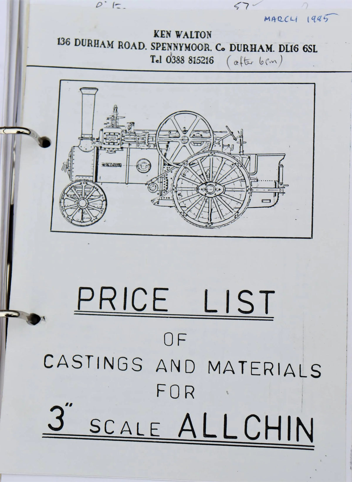 3 inch scale Allchin agricultural engine