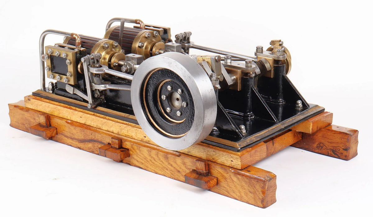 Horizontal twin marine engine