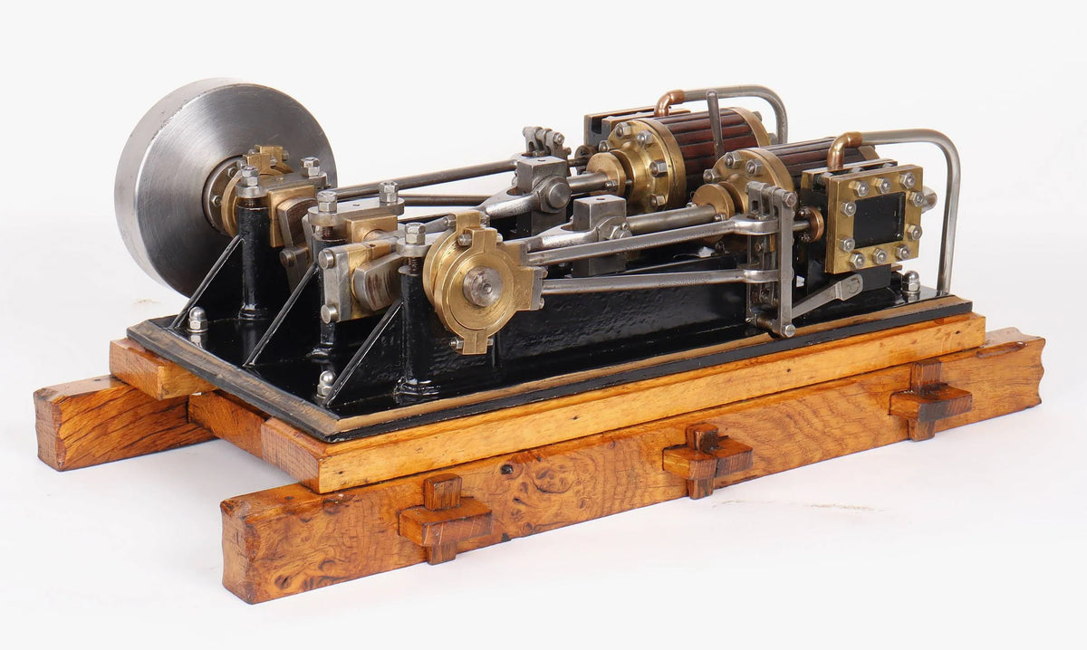 Horizontal twin marine engine