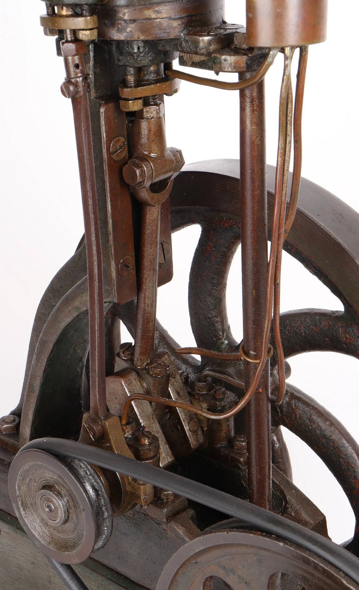 Vintage single cylinder vertical engine with pump