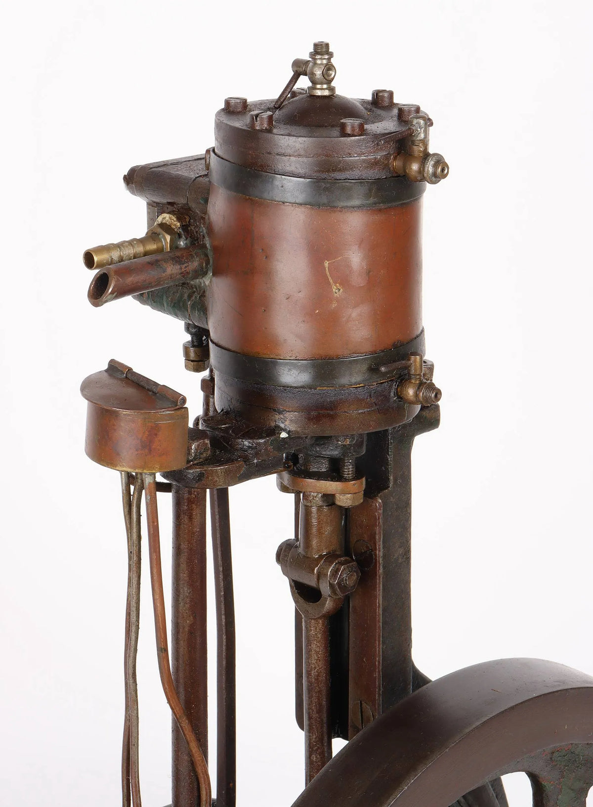 Vintage single cylinder vertical engine with pump