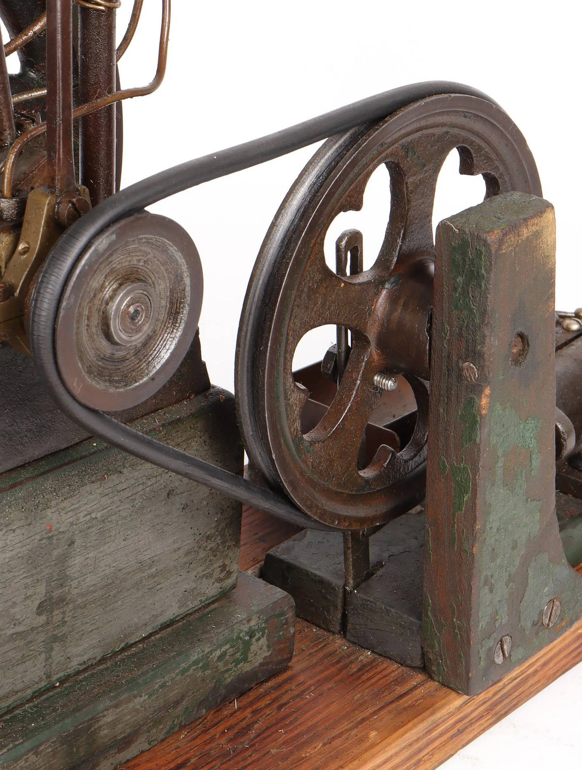 Vintage single cylinder vertical engine with pump