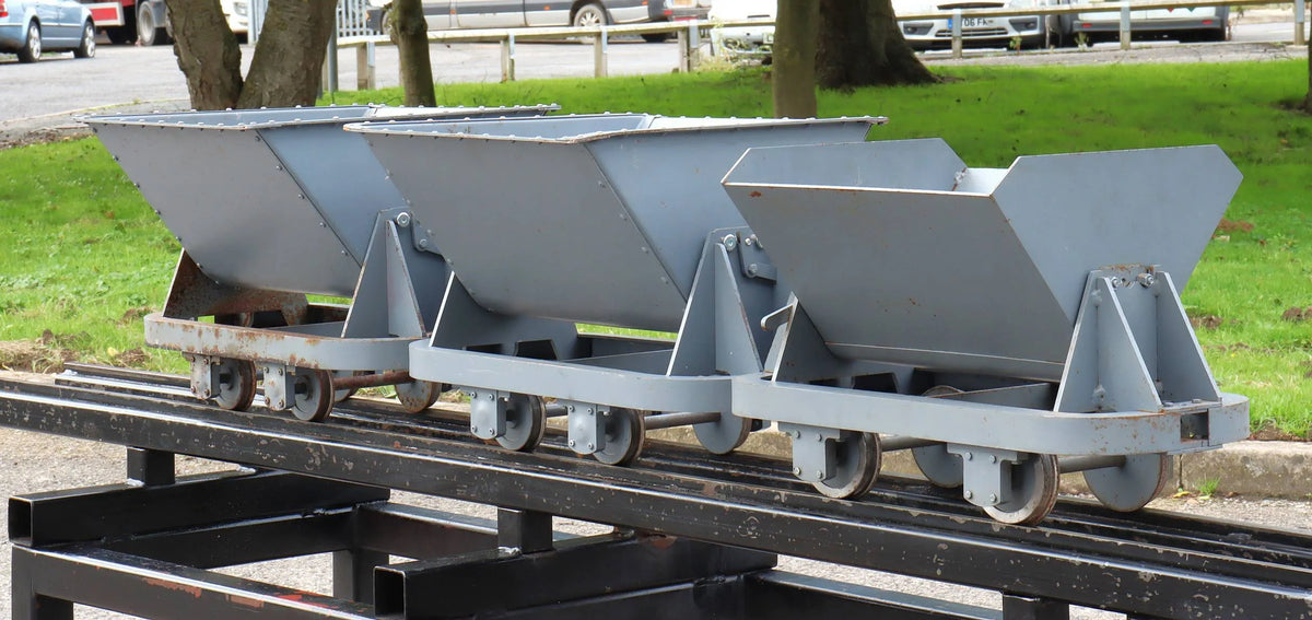 Rake of three 5 inch gauge tipper wagons