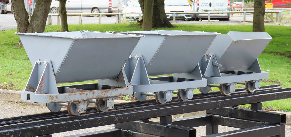 Rake of three 5 inch gauge tipper wagons
