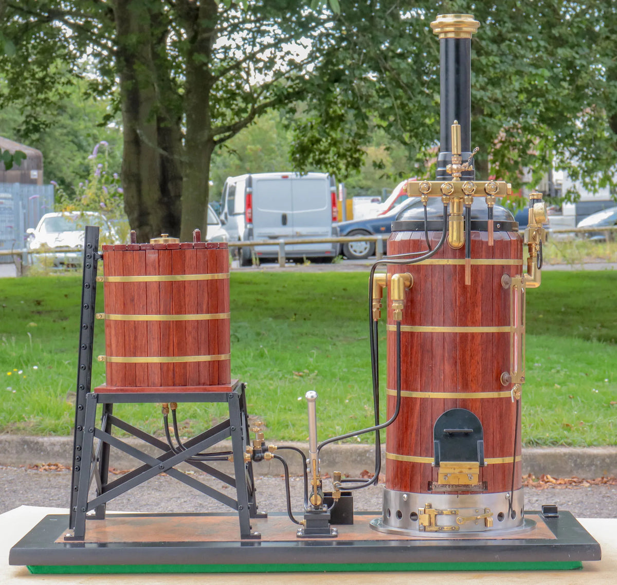 Vertical boiler with water tank