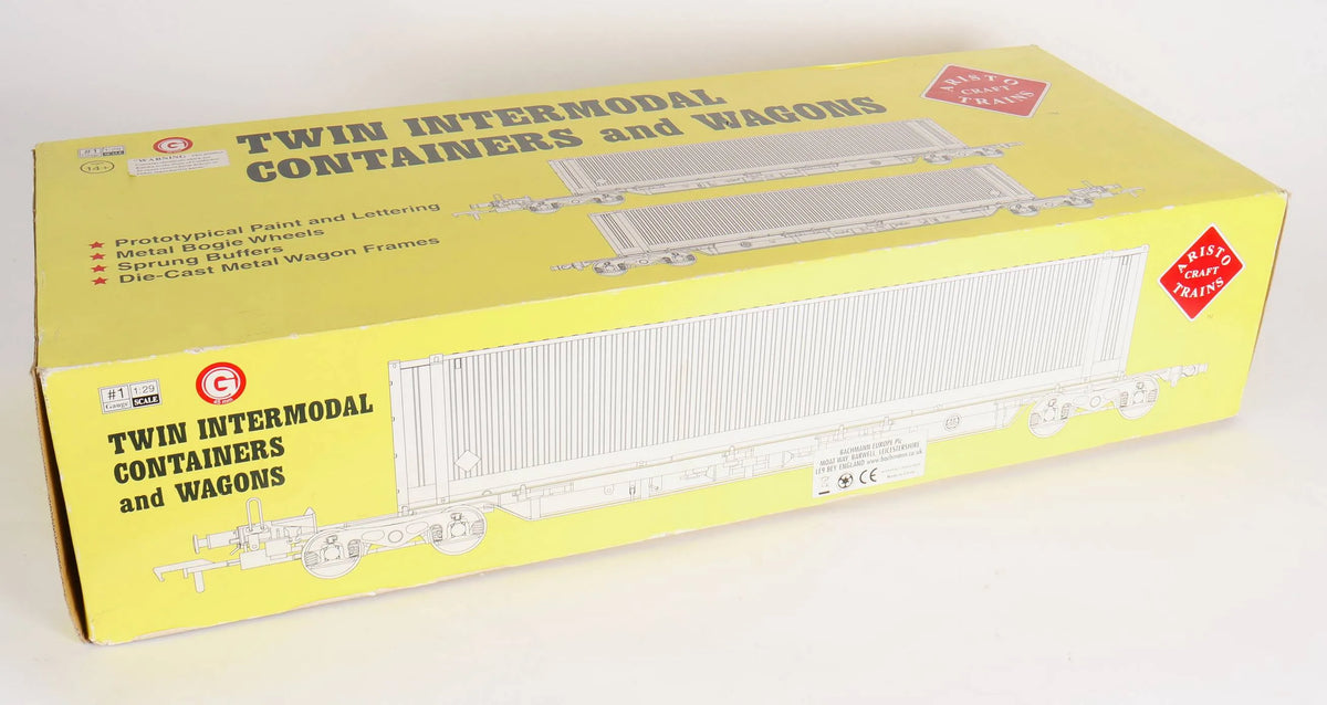 Pair of Gauge 1 Aristocraft container wagons and flat car
