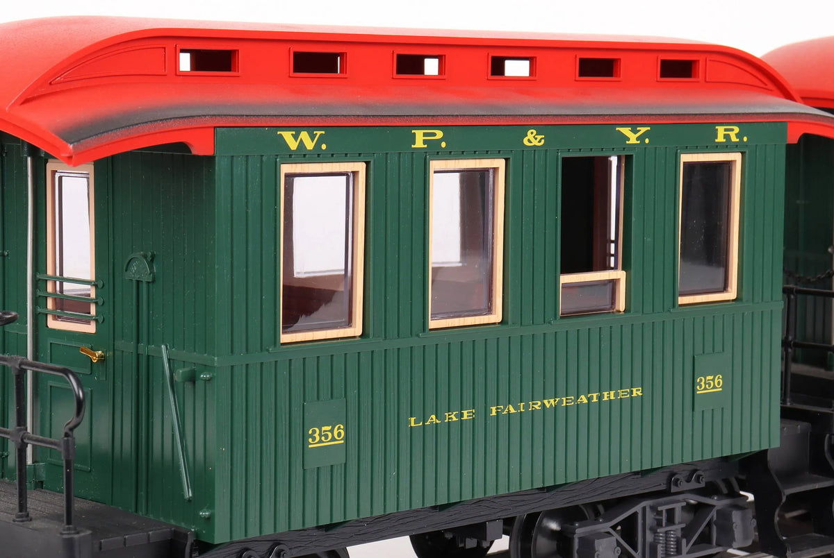 Rake of three gauge 1 WP&YR coaches
