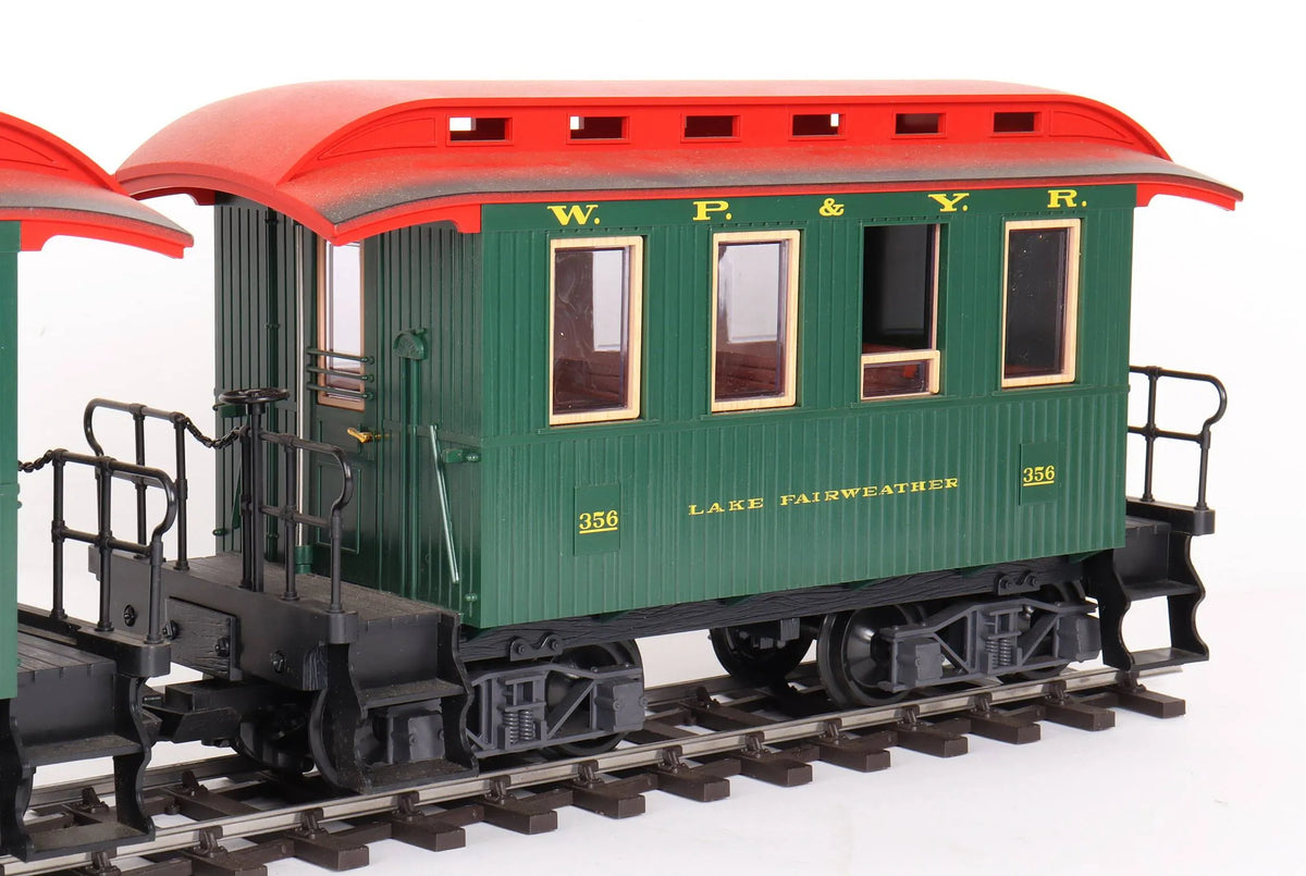 Rake of three gauge 1 WP&YR coaches