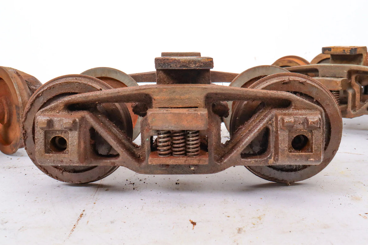 Three 3 1/2 inch gauge bogies