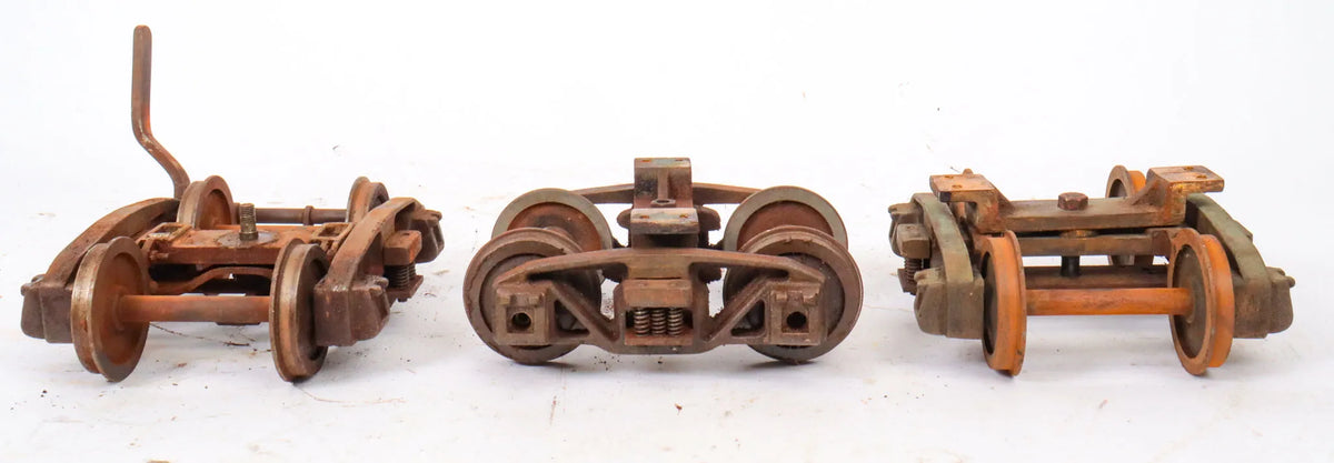 Three 3 1/2 inch gauge bogies