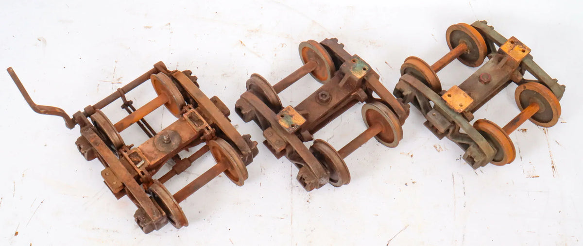 Three 3 1/2 inch gauge bogies