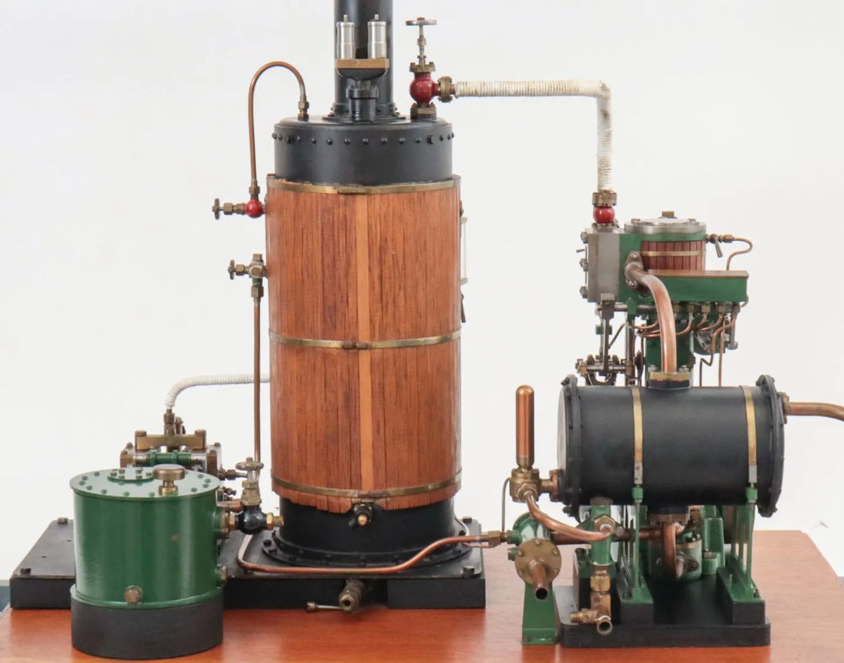 Steam plant with vertical engine and duplex pump