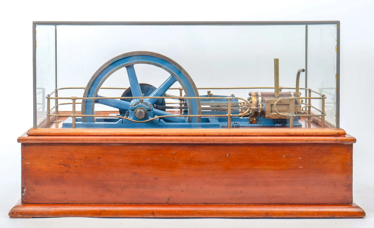 Horizontal mill engine in glass case