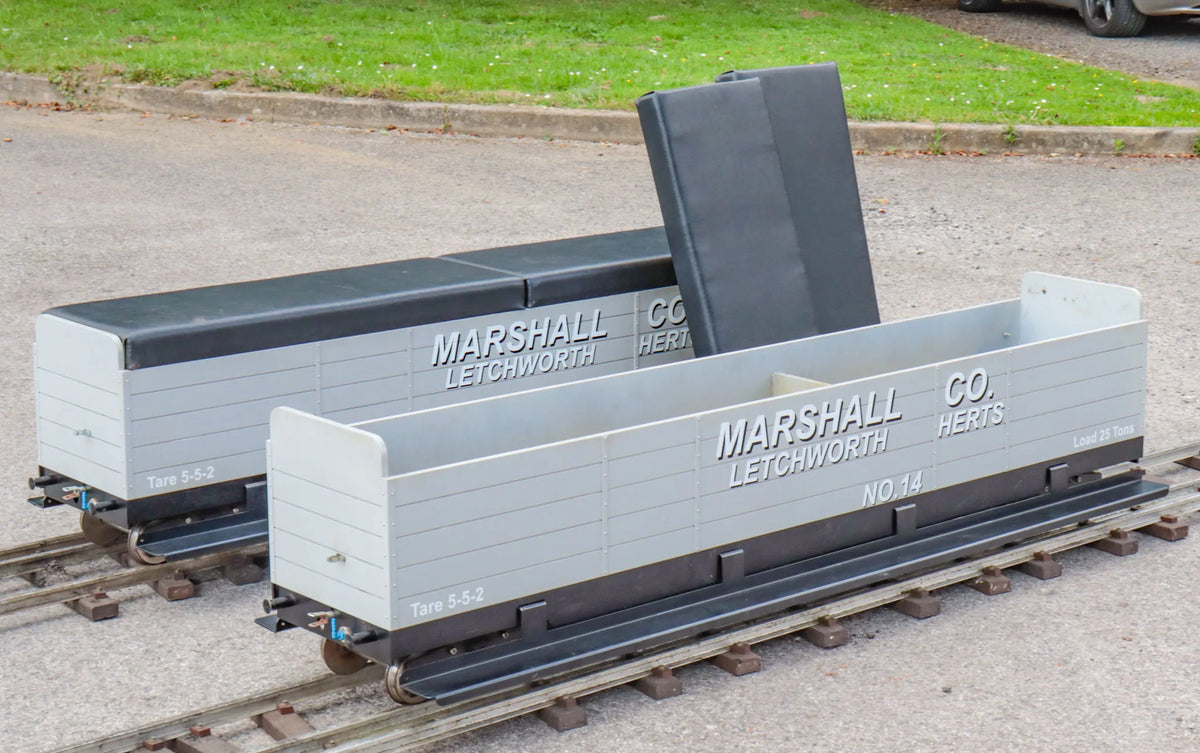 Pair 7 1/4 inch narrow gauge bogie wagons