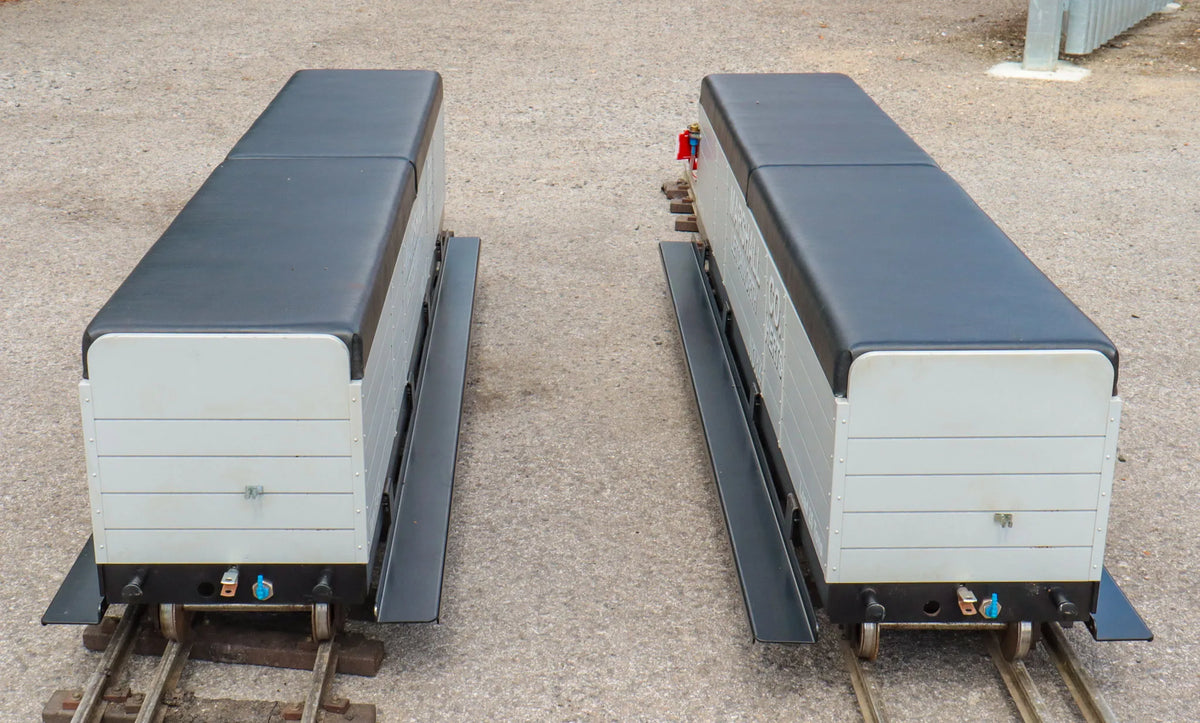 Pair 7 1/4 inch narrow gauge bogie wagons