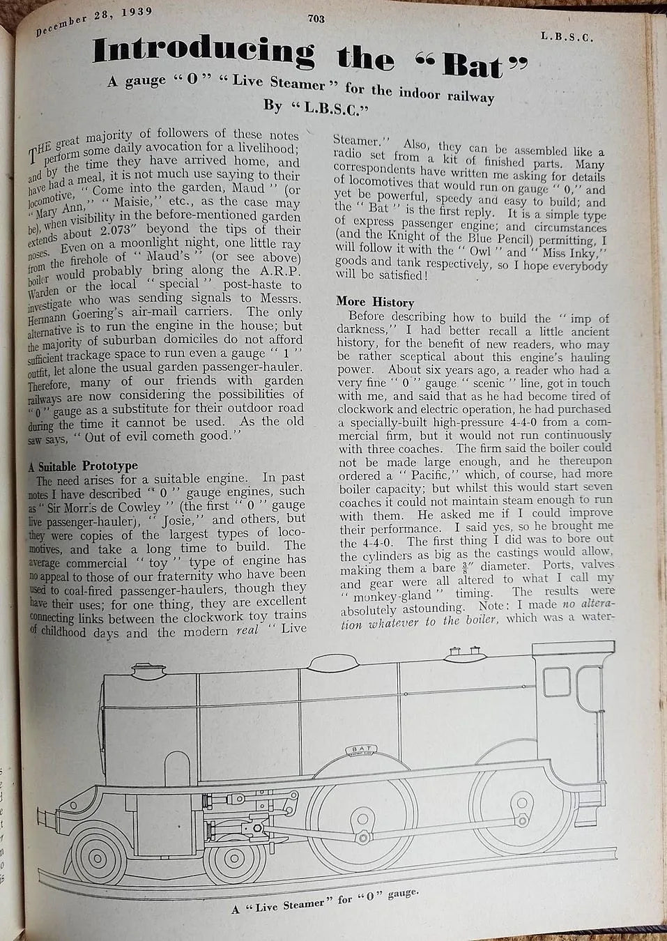 O-gauge "Bat" 4-4-0