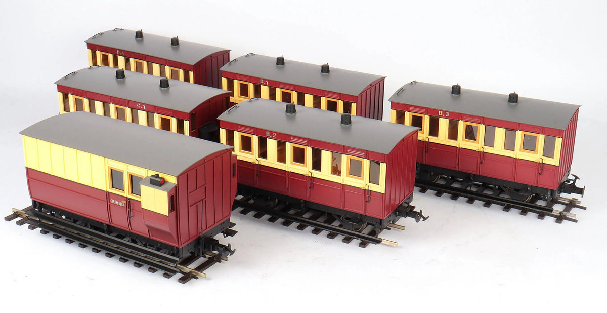 Rake of six 45mm gauge Isle of Man coaches
