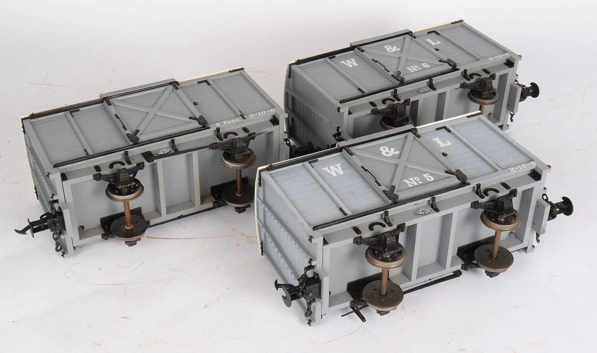 Three 45mm gauge Accucraft Welshpool & Llanfair goods vans