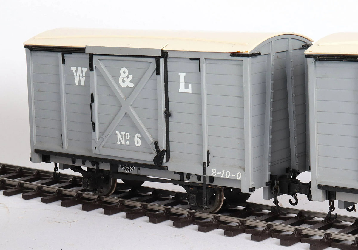 Three 45mm gauge Accucraft Welshpool & Llanfair goods vans