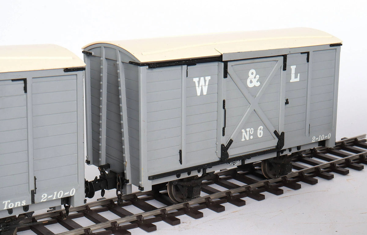 Three 45mm gauge Accucraft Welshpool & Llanfair goods vans
