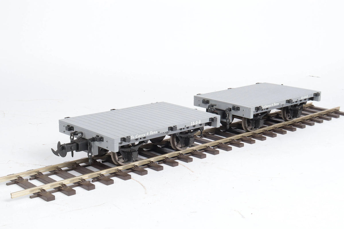 Pair of 45mm Welshpool & Llanfair flat wagons