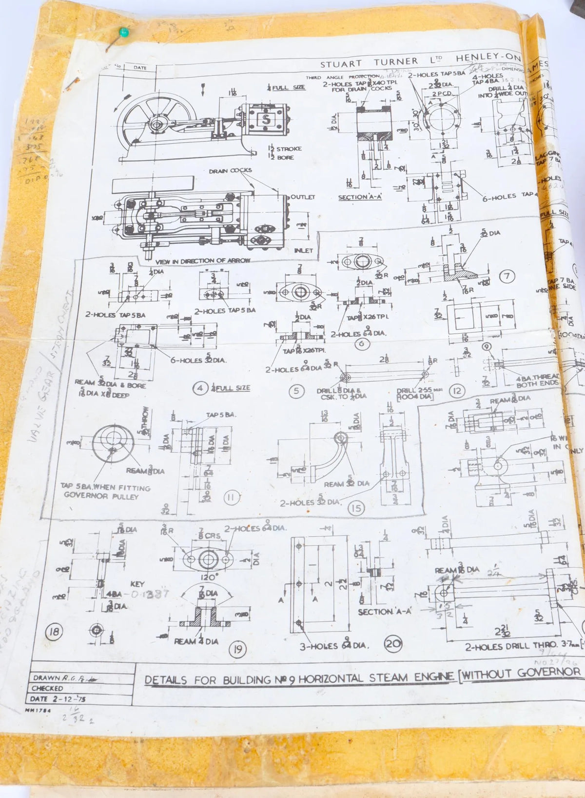 Part-built Stuart No.9 mill engine