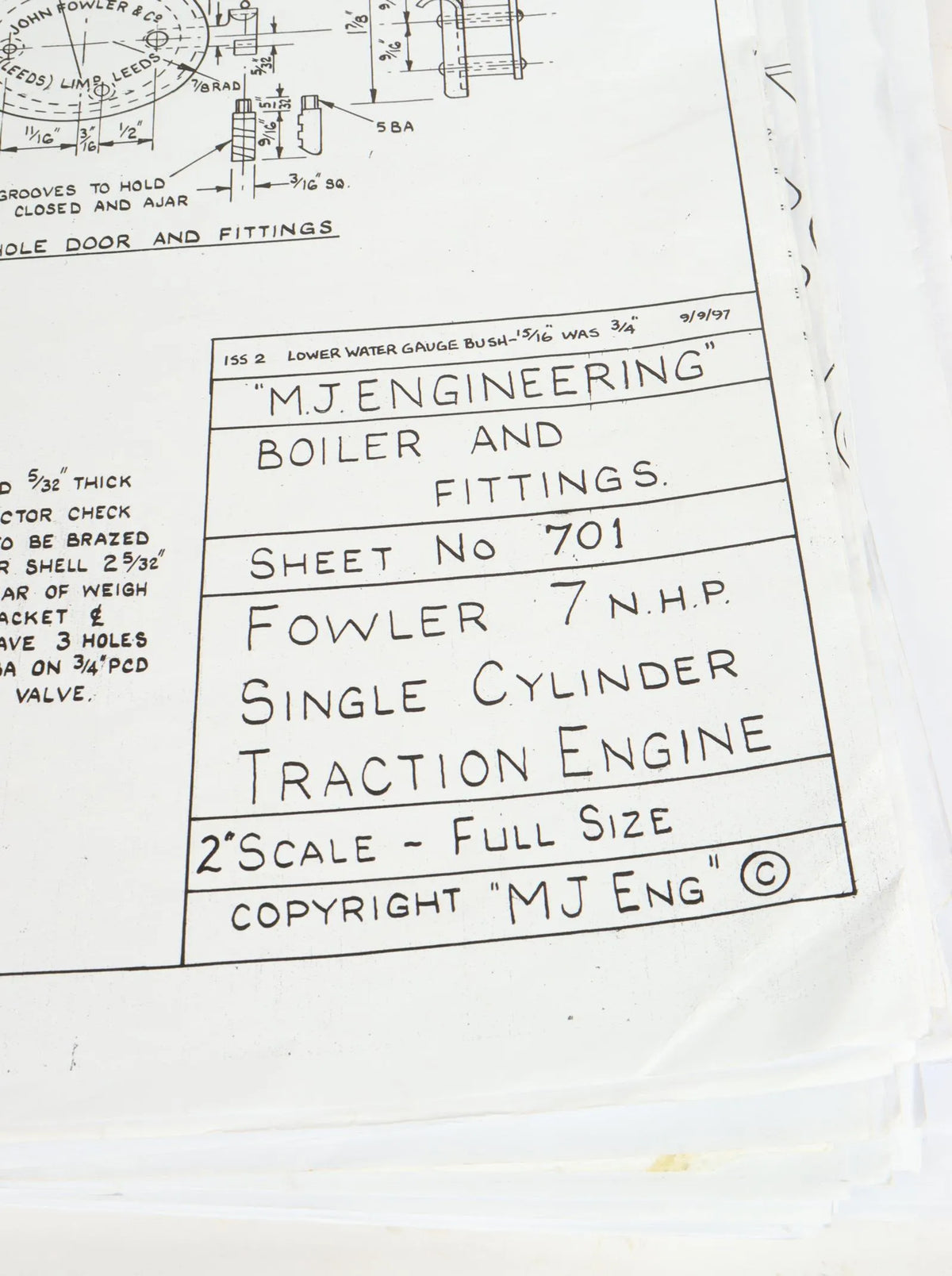 2 inch scale part-built Fowler A7 with commercial boiler
