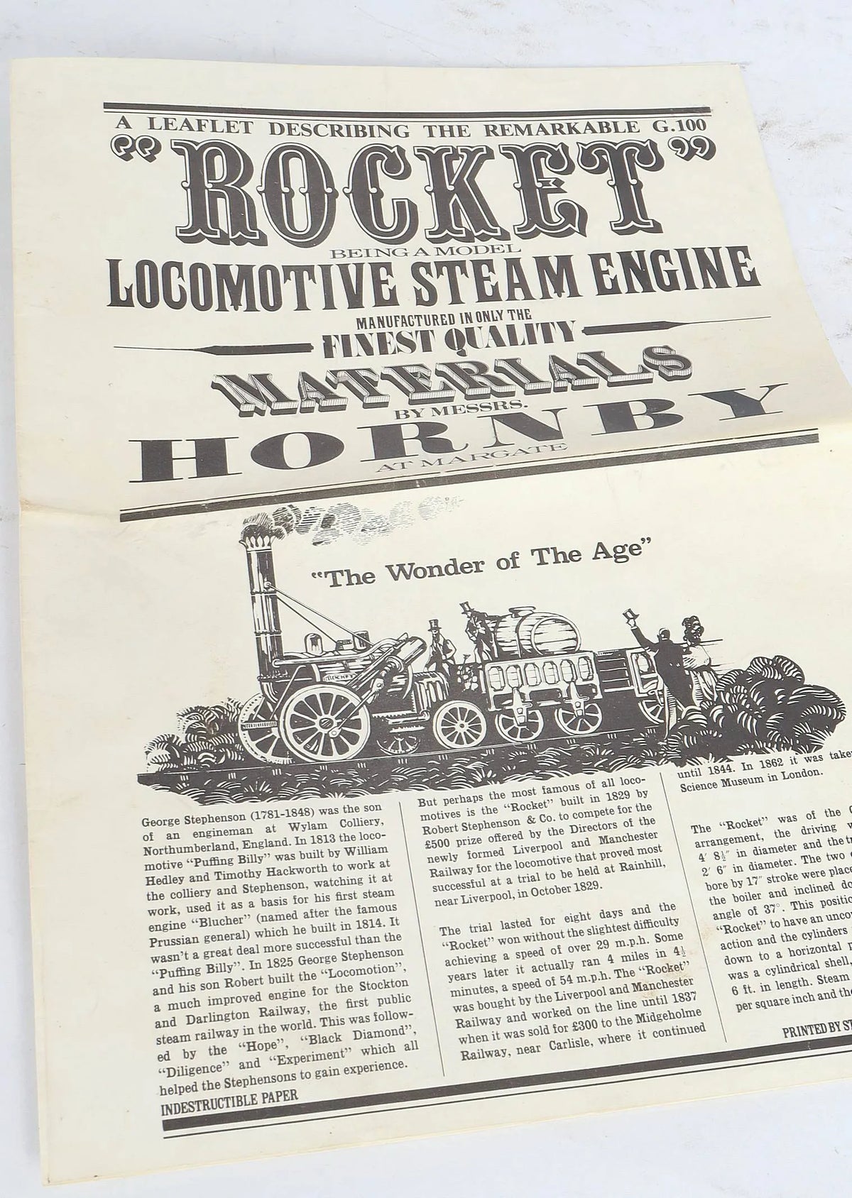 3 1/2 inch gauge Hornby "Rocket" with coach & track