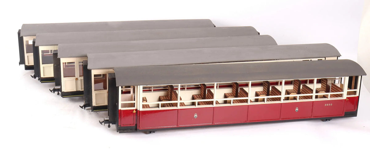 Set of five 32mm narrow gauge WHR&FR coaches